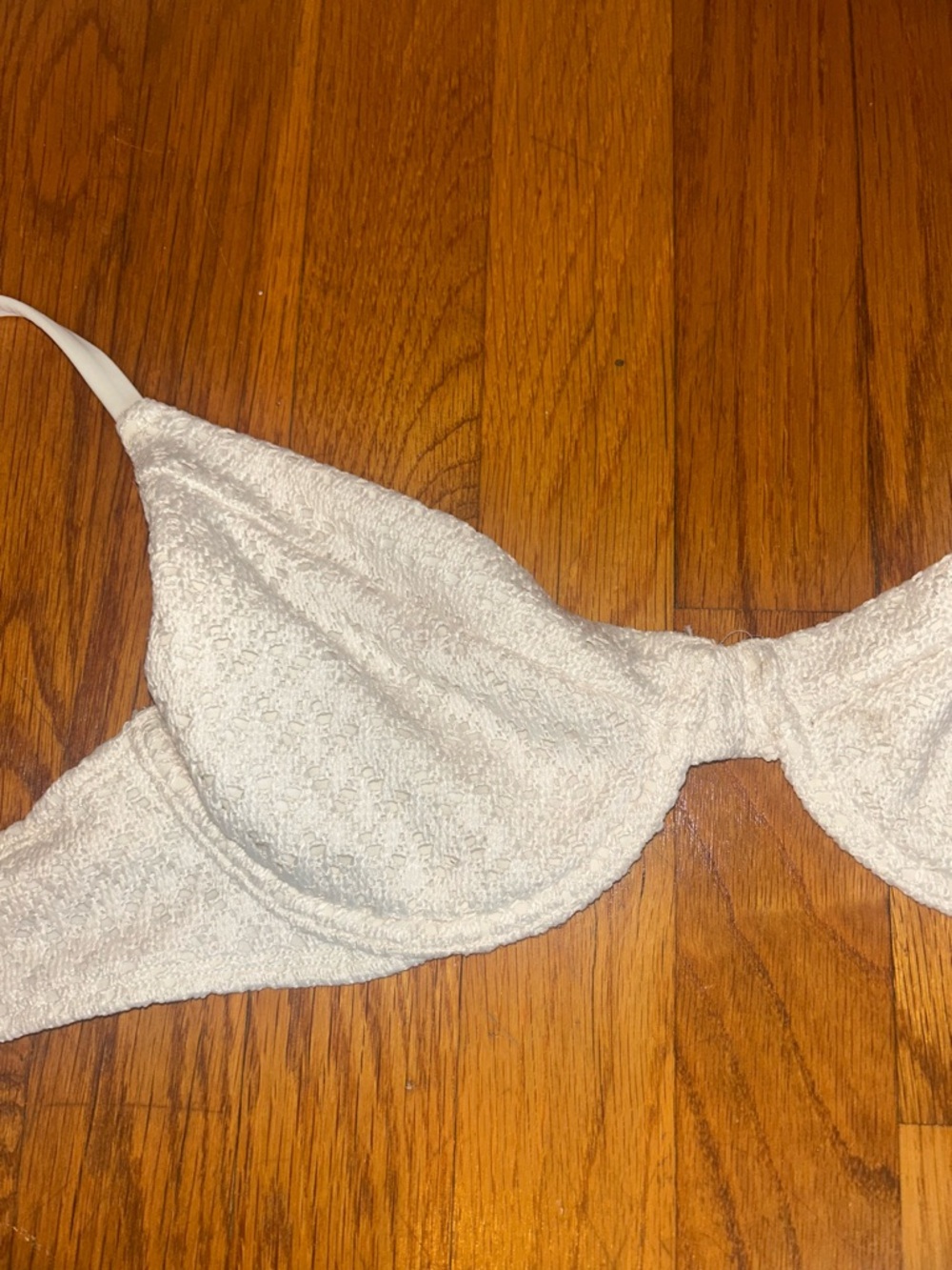 Abercrombie & Fitch White Textured Bikini Top